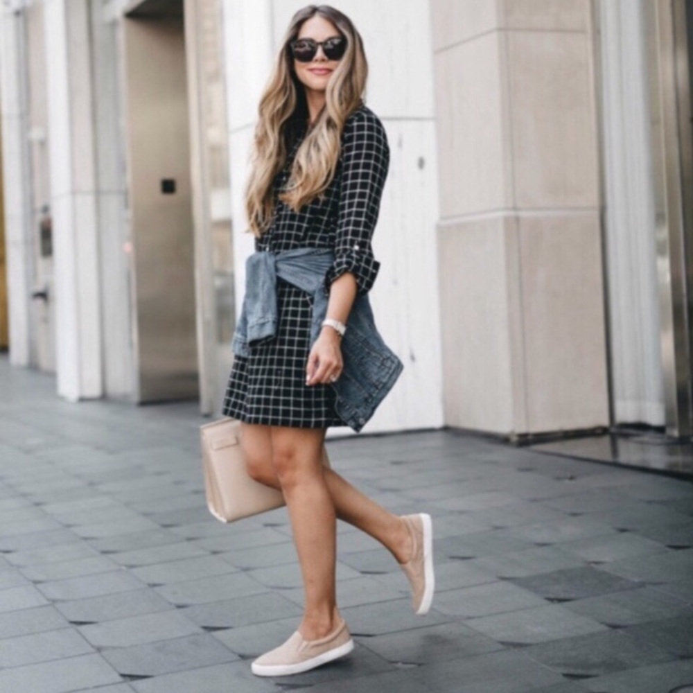 “Soft Joie” Casual Black Plaid Dress - Picture 2 of 8